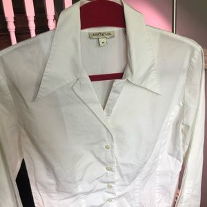 Anne Taylor White Fitted Dress Shirt
